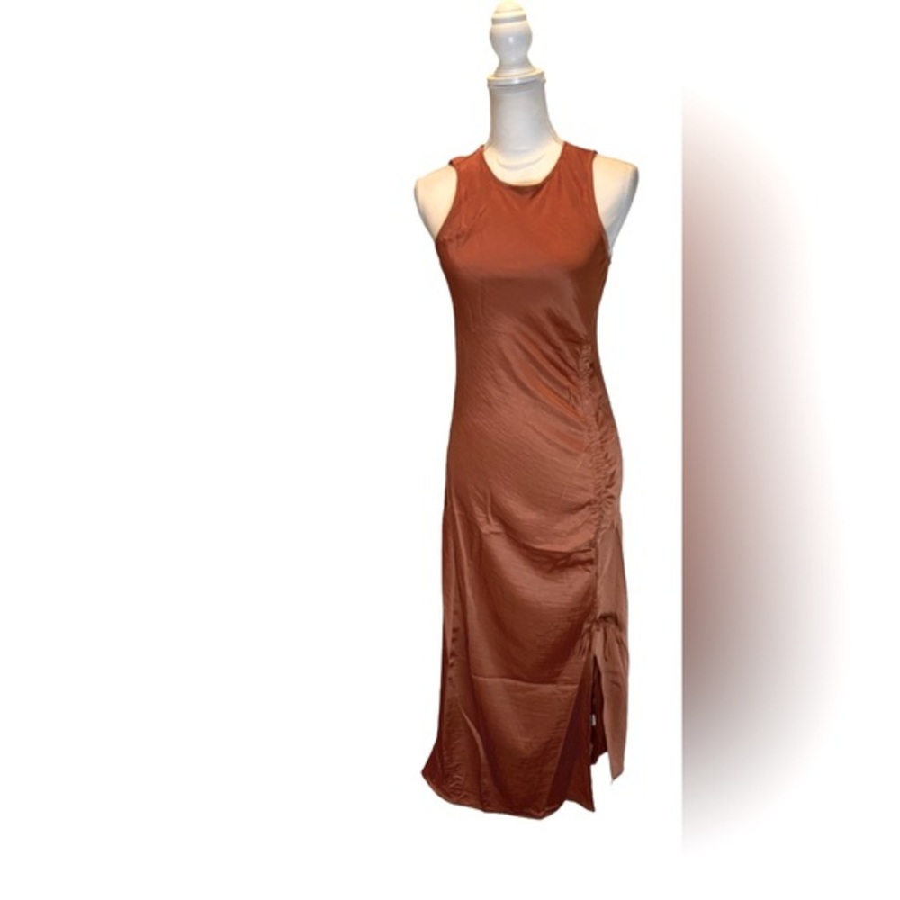 House of Harlow 1960 Satin Tank Ruch MIDI Dress
